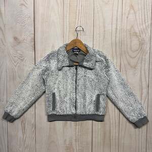 Patagonia Kids Girls L 12 Conejo Faux Fur Fleece Bomber Jacket Gray